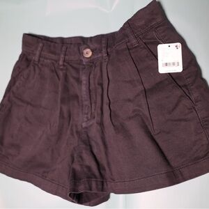🅽🅴🆆 𝓕𝓻𝓮𝓮 𝓟𝓮𝓸𝓹𝓵𝓮 soft pleated black light cotton shorts, size 0